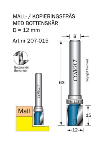 Mallfräs D=12 L=15 TL=63 S=8