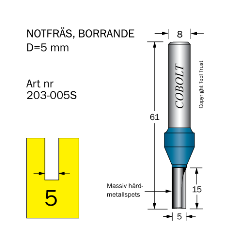 Notfräs D=5 L=15 TL=60 S=8