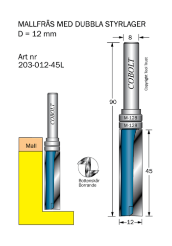 Mallfräs D=12 L=45 TL=90 S=8