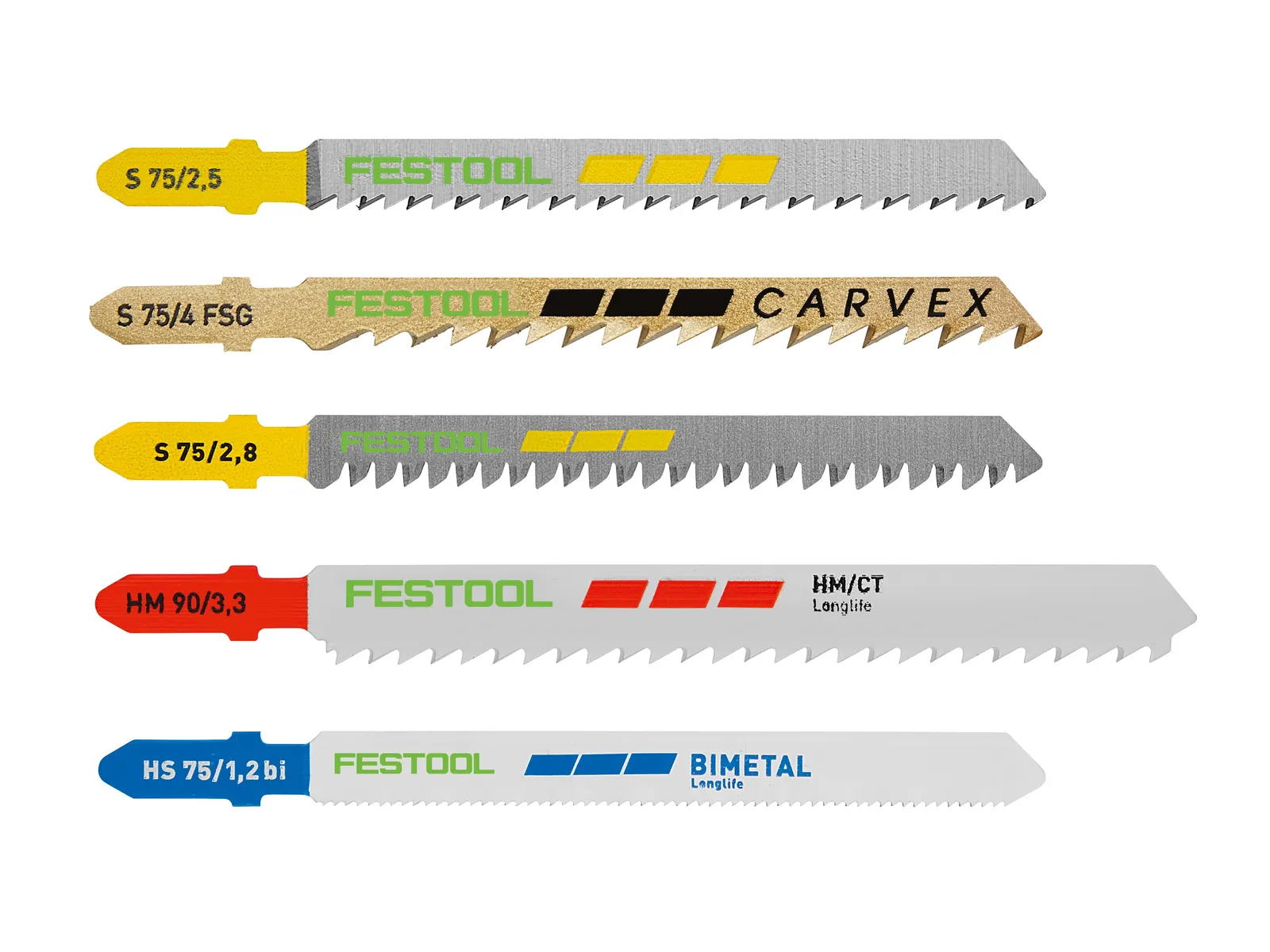 Sticksågsblad i set STS-Sort/21 W/P/M